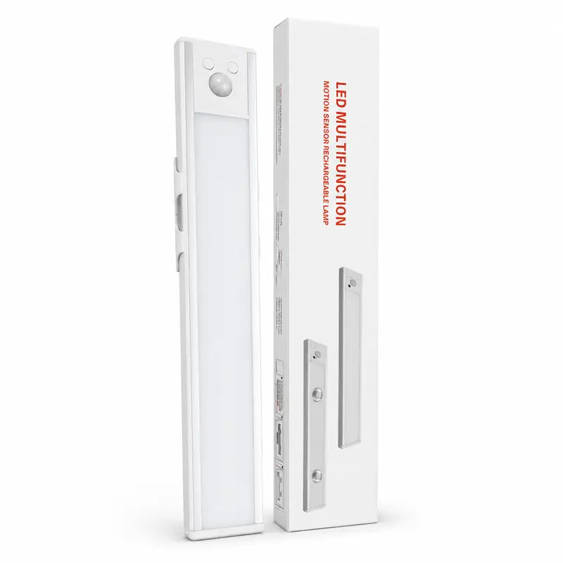 Illuminate Your Space with 52 LED Rechargeable Under Cabinet Lights – Motion Sensor, Cool White for Kitchen, Closet, and Stairs (12.2 Inches, Silver) - Available in 1 or 2 PCS