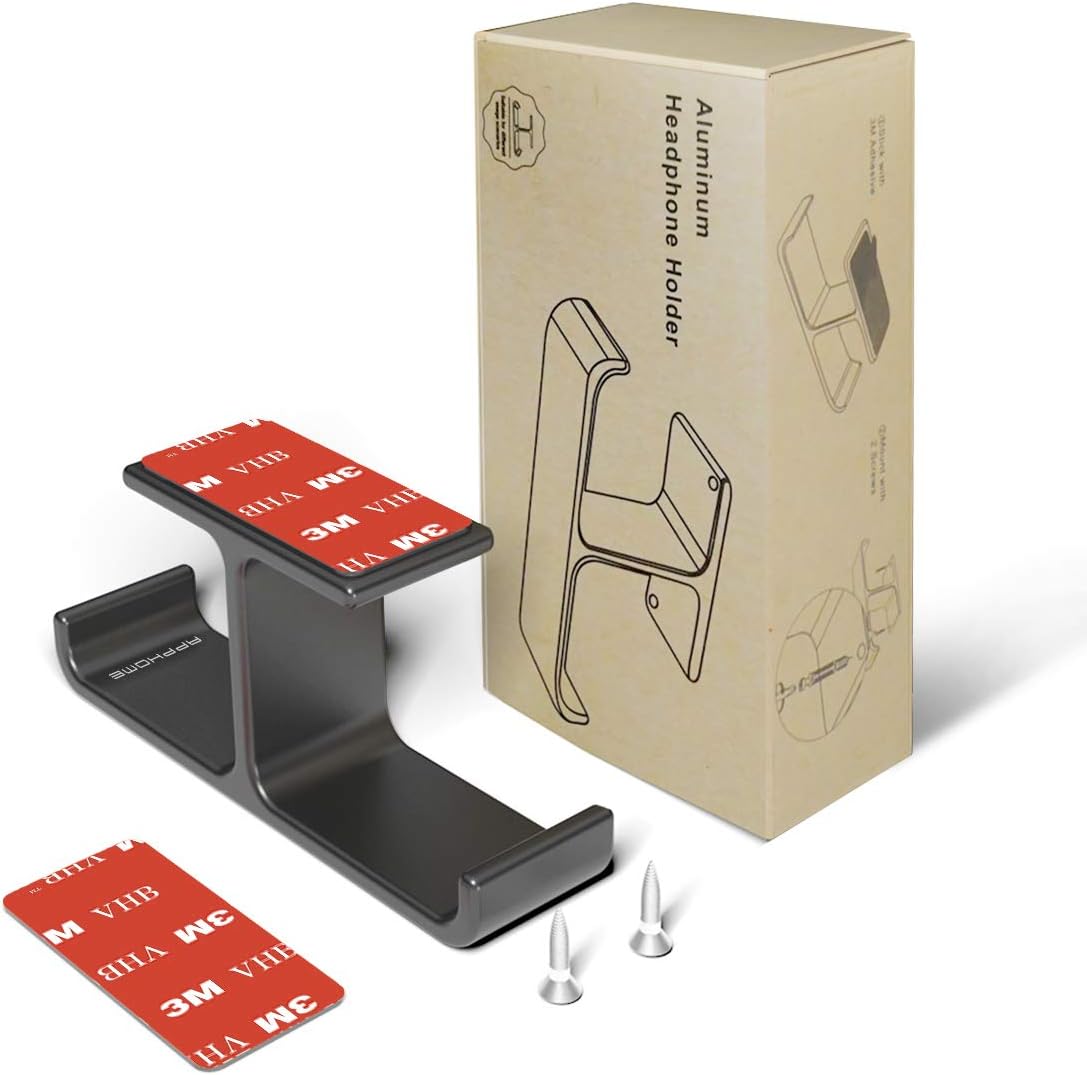 Elevate Your Gaming Setup with Our Dual Headphone Hanger Stand - Premium Aluminum Adhesive Hook for Space-Saving Organization in Sleek Black