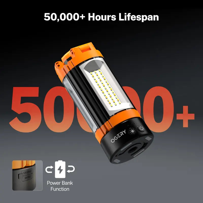 OGERY 10000/18000Mah High Lumens Adjustable Flashlight & Lantern - Rechargeable 2200 Lumens Dimmable Work/Emergency Light, Remote Control, Power Bank, 1.5-2M (1.75-6.5Ft) Detachable Tripod for Camping, Home