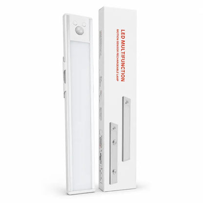 Illuminate Your Space with 52 LED Rechargeable Under Cabinet Lights – Motion Sensor, Cool White for Kitchen, Closet, and Stairs (12.2 Inches, Silver) - Available in 1 or 2 PCS