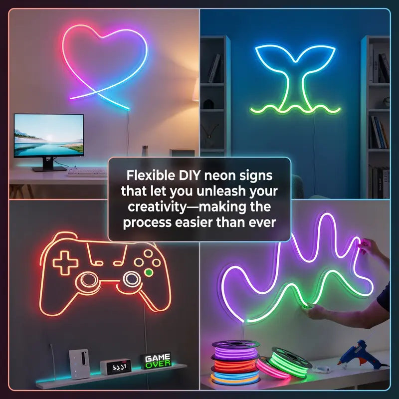 Elevate Your Space with the Upgraded RGBIC Smart Neon LED Strip - 5M/10M Color-Changing Mood Lights with Bluetooth APP Control & Music Sync
