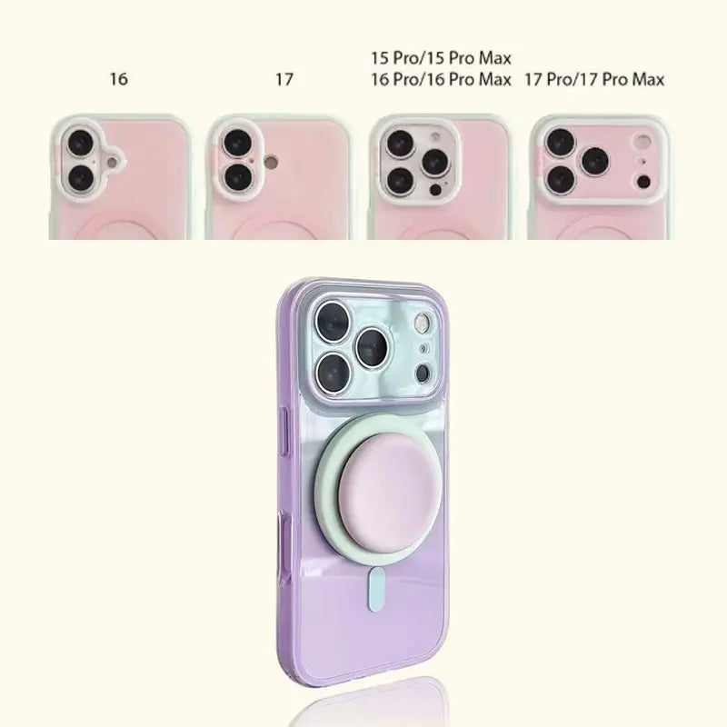 Stylish Protective Acrylic Magnetic 2-in-1 Double Layer Blue-Orange Gradient Smartphone Case for iPhone 15/16/17/18 Pro Max Models