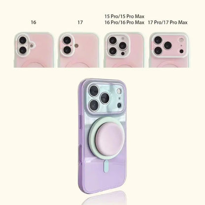 Stylish Protective Acrylic Magnetic 2-in-1 Double Layer Blue-Orange Gradient Smartphone Case for iPhone 15/16/17/18 Pro Max Models