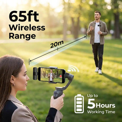 HITOZON Mini Wireless Lavalier Microphone - Ultimate Portable USB-C Lapel Mic for iPhone & Android | Effortless 1-Touch Recording & Mute Function for Professional Audio/Video Content Creation