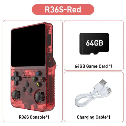 R36S Retro Handheld Console - Ultimate Portable Gaming Experience with 3.5-Inch HD Screen, 64GB Storage, and Easy USB Charging - Perfect Gift for Gaming Enthusiasts!