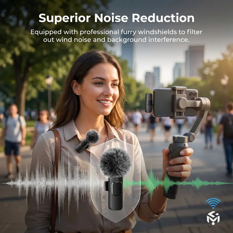 HITOZON Mini Wireless Lavalier Microphone - Ultimate Portable USB-C Lapel Mic for iPhone & Android | Effortless 1-Touch Recording & Mute Function for Professional Audio/Video Content Creation