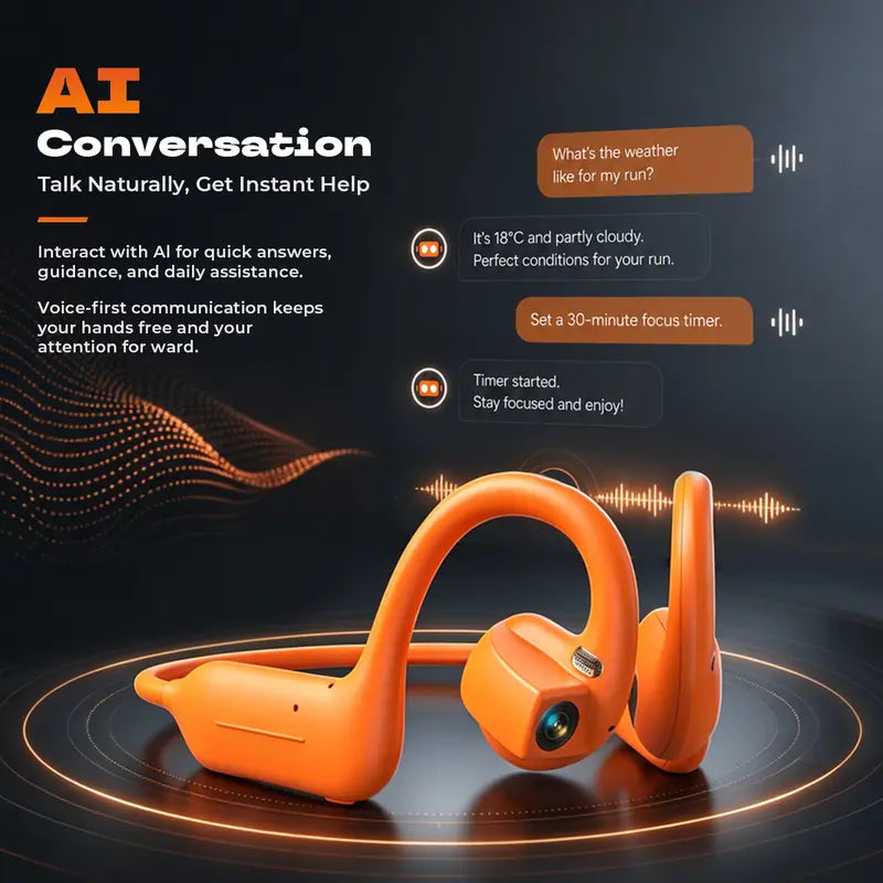 E12 Bluetooth Bone Conduction Wireless Audio Sport Headsets with BT Wireless Link, 8MP HD EIS Stabilization Camera Button, 160+ Languages Instant Translation, Touch Control, IP65 Waterproof for Outdoor Cycling Vlog Recording, Guys’ Outdoor Gadget Gifts