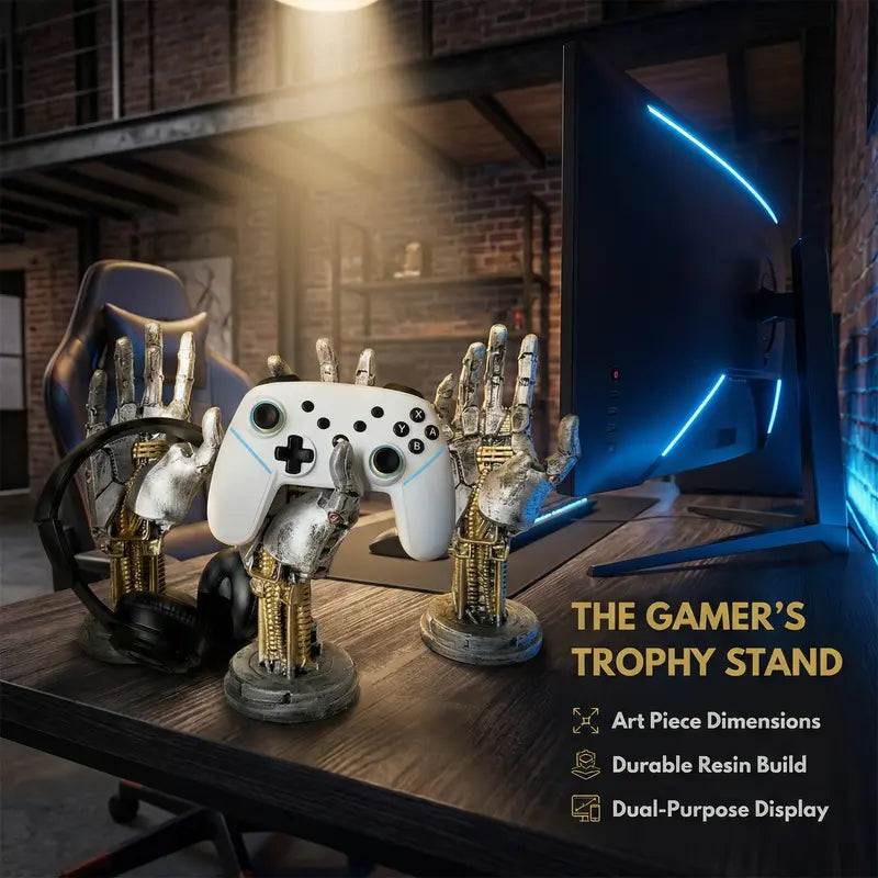 Cyberpunk Asura Vinyl Mechanical Hand Figurine - Unique Collectible Decor for Gamers, Perfect Gift Idea and Stylish Game Controller Stand