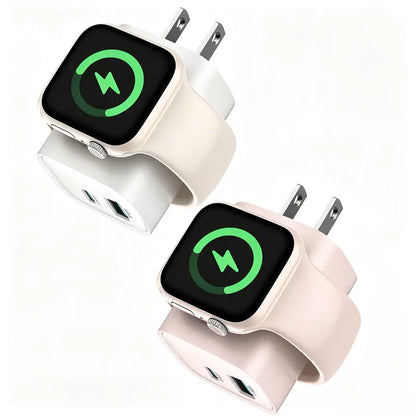 Experience Fast and Versatile Charging with the Tessan 3-In-1 PD20W USB-C Charger Block - Wireless Charging for Apple Watch and Dual Ports for iPhone and More!