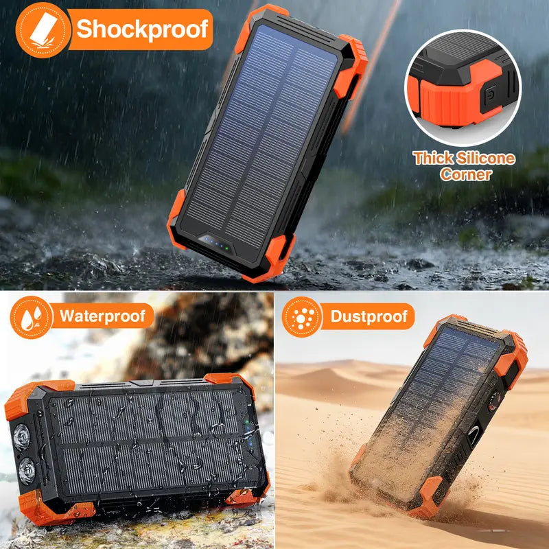 Unleash Power Anywhere: Sudrov 42800mAh Solar Rechargeable Power Bank with Fast Charging, Built-In Cables, and Dual Flashlights