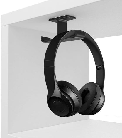 Elevate Your Gaming Setup with Our Dual Headphone Hanger Stand - Premium Aluminum Adhesive Hook for Space-Saving Organization in Sleek Black