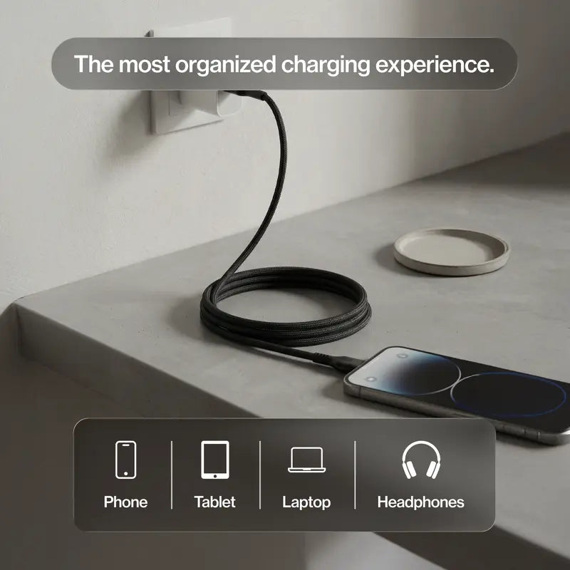 Elevate Your Charging Game with the STATIK Magstack USB-C to USB-C Cable | 100W Fast Charge & 480Mbps Data Sync | Tangle-Free Braided Design for All Your Devices