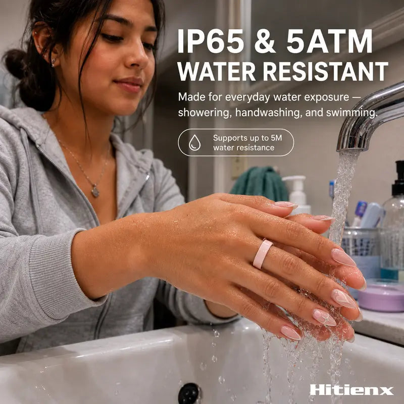 Hitienx Pink Ceramic Smart Ring: The Perfect Fusion of Fashion and Fitness for Women - Track Sleep, Heart Rate & More!