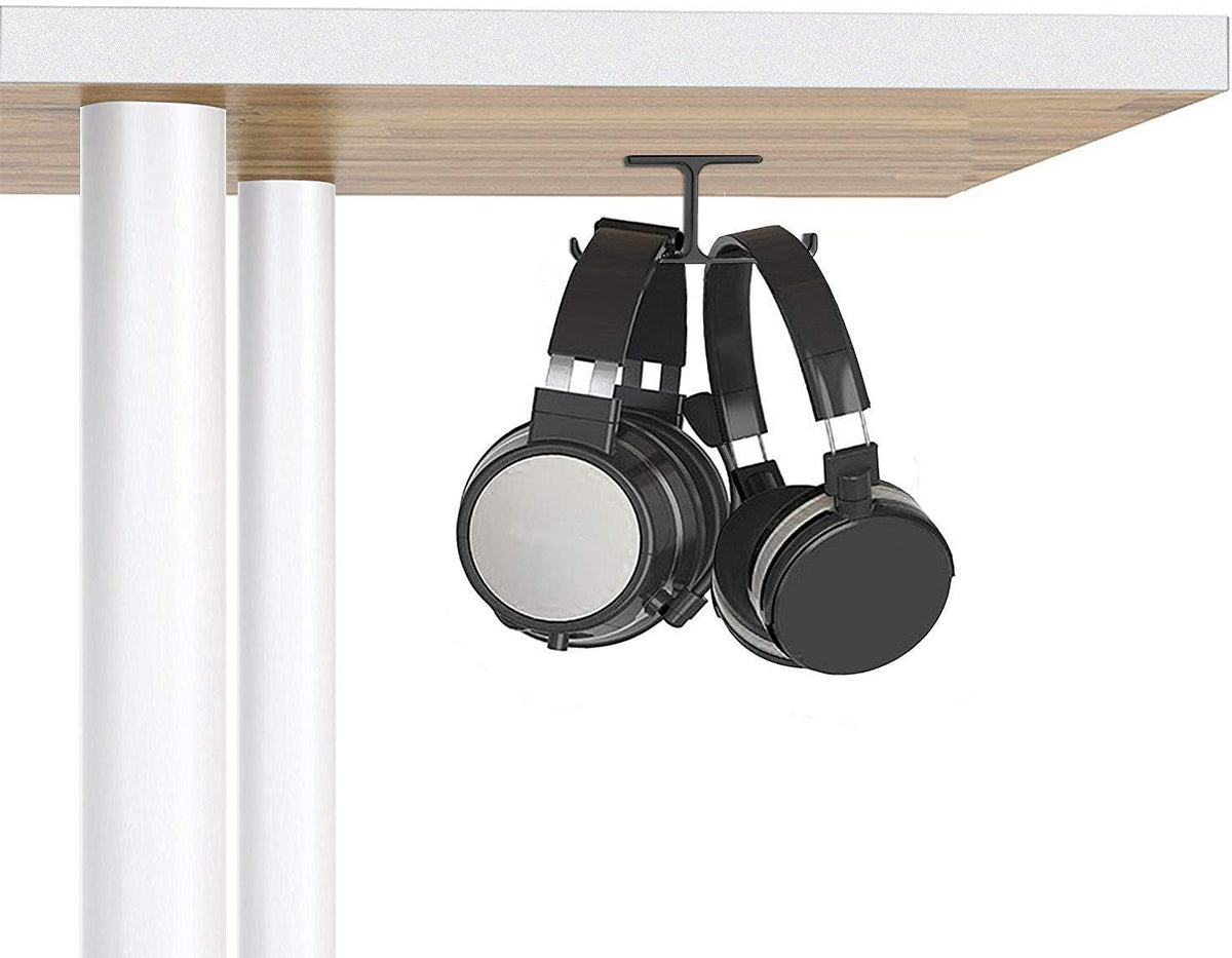 Elevate Your Gaming Setup with Our Dual Headphone Hanger Stand - Premium Aluminum Adhesive Hook for Space-Saving Organization in Sleek Black
