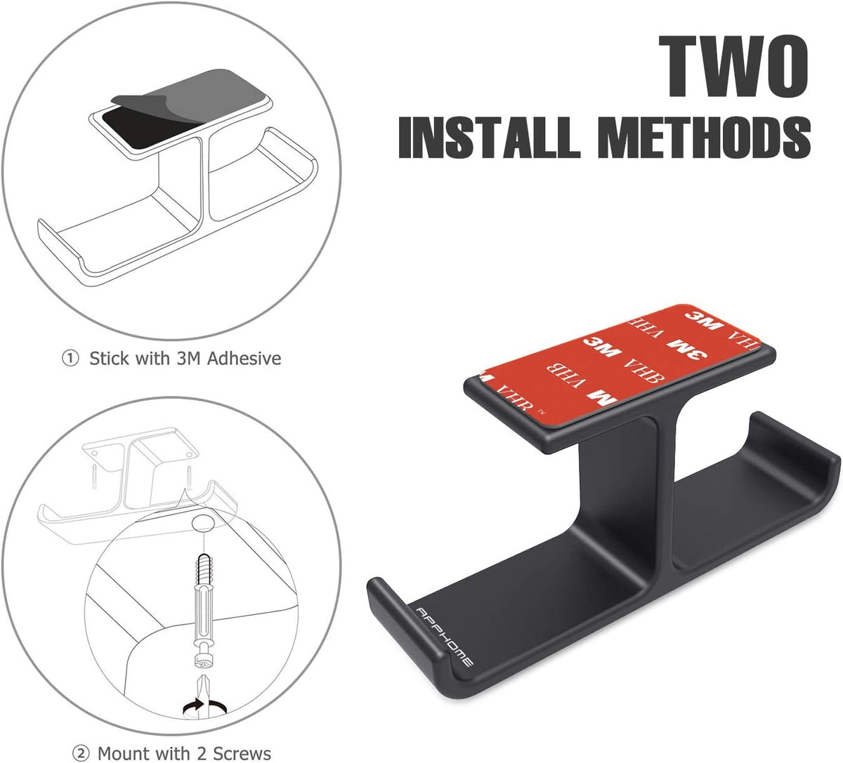 Elevate Your Gaming Setup with Our Dual Headphone Hanger Stand - Premium Aluminum Adhesive Hook for Space-Saving Organization in Sleek Black