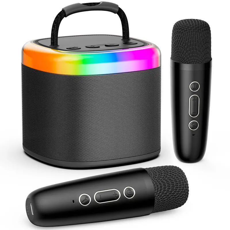 Unleash Your Inner Star with the JYX D17 Mini Karaoke Machine - Bluetooth Speaker with Wireless Microphones, Stunning Bass & Dazzling RGB Lights | Perfect for Outdoor Parties, Family Gatherings & Memorable Gifts