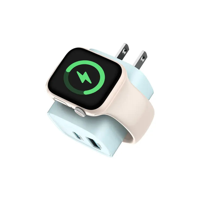 Experience Fast and Versatile Charging with the Tessan 3-In-1 PD20W USB-C Charger Block - Wireless Charging for Apple Watch and Dual Ports for iPhone and More!