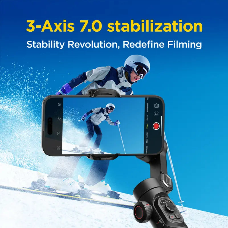 AOCHUAN 3-Axis Gimbal Stabilizer for Smartphone (Iphone/Android), Foldable Phone Accessory with RGB Magnetic Photographic Fill Light, Upgraded Face Tracking, Focus Wheel for Vlogging & Video Recording
