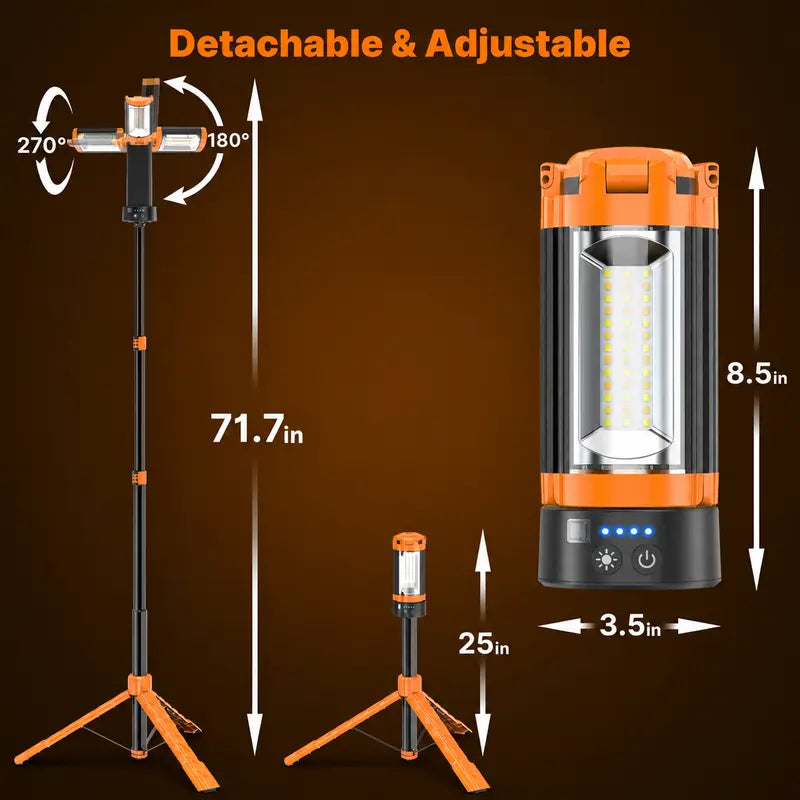 OGERY 10000/18000Mah High Lumens Adjustable Flashlight & Lantern - Rechargeable 2200 Lumens Dimmable Work/Emergency Light, Remote Control, Power Bank, 1.5-2M (1.75-6.5Ft) Detachable Tripod for Camping, Home