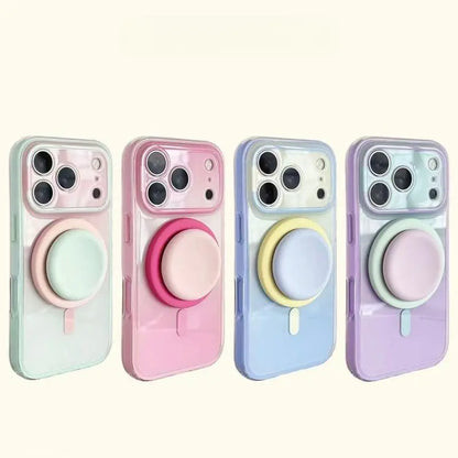 Stylish Protective Acrylic Magnetic 2-in-1 Double Layer Blue-Orange Gradient Smartphone Case for iPhone 15/16/17/18 Pro Max Models