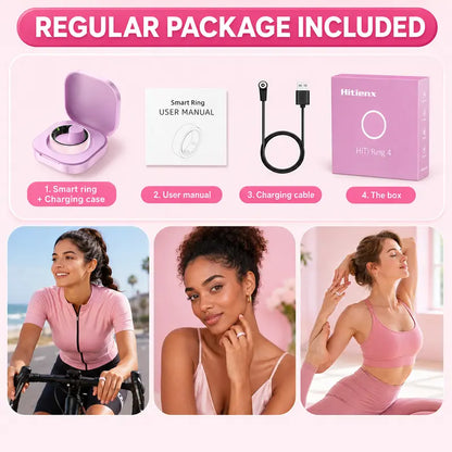 Hitienx Pink Ceramic Smart Ring: The Perfect Fusion of Fashion and Fitness for Women - Track Sleep, Heart Rate & More!
