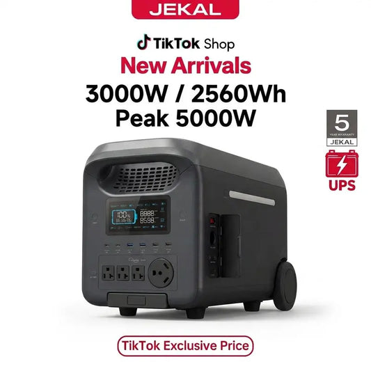 2560Wh Lifepo4 Portable Power Station, 3000W Rated 5000W Peak, 1.6H Fast Charging, 800W Max Solar Input, UPS Backup Emergency Power for Home Outage, Outdoor RV Use