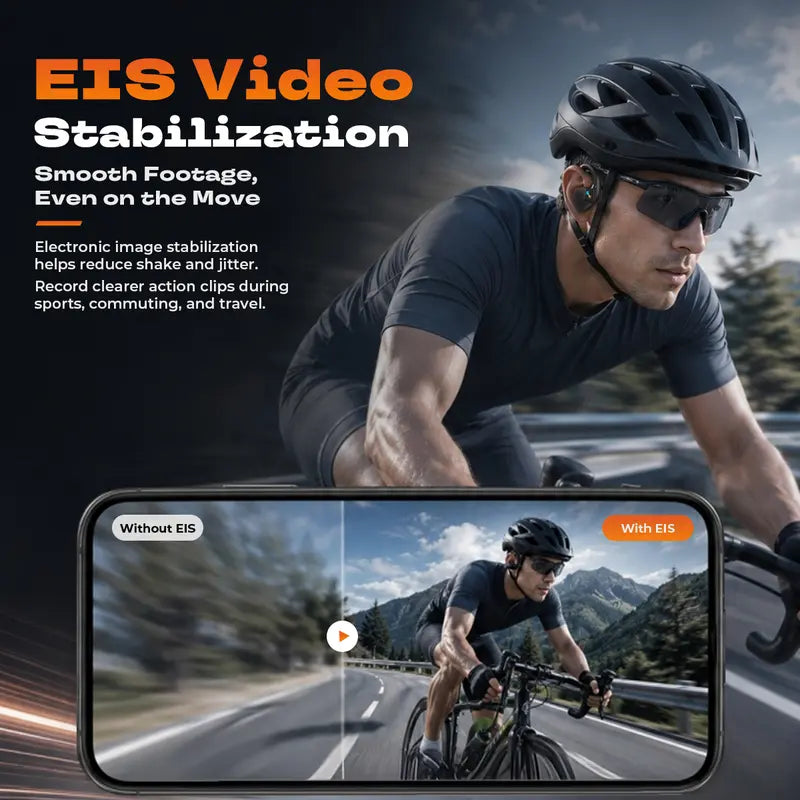 E12 Bluetooth Bone Conduction Wireless Audio Sport Headsets with BT Wireless Link, 8MP HD EIS Stabilization Camera Button, 160+ Languages Instant Translation, Touch Control, IP65 Waterproof for Outdoor Cycling Vlog Recording, Guys’ Outdoor Gadget Gifts