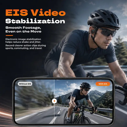 E12 Bluetooth Bone Conduction Wireless Audio Sport Headsets with BT Wireless Link, 8MP HD EIS Stabilization Camera Button, 160+ Languages Instant Translation, Touch Control, IP65 Waterproof for Outdoor Cycling Vlog Recording, Guys’ Outdoor Gadget Gifts