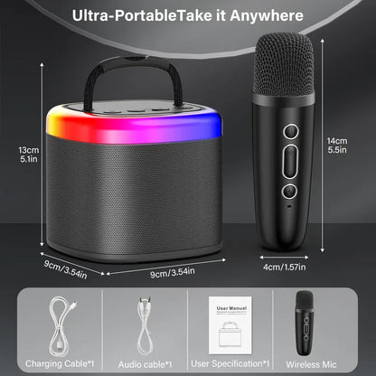 Unleash Your Inner Star with the JYX D17 Mini Karaoke Machine - Bluetooth Speaker with Wireless Microphones, Stunning Bass & Dazzling RGB Lights | Perfect for Outdoor Parties, Family Gatherings & Memorable Gifts