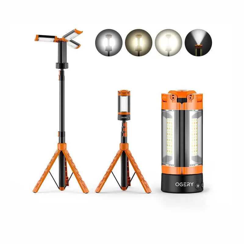 OGERY 10000/18000Mah High Lumens Adjustable Flashlight & Lantern - Rechargeable 2200 Lumens Dimmable Work/Emergency Light, Remote Control, Power Bank, 1.5-2M (1.75-6.5Ft) Detachable Tripod for Camping, Home