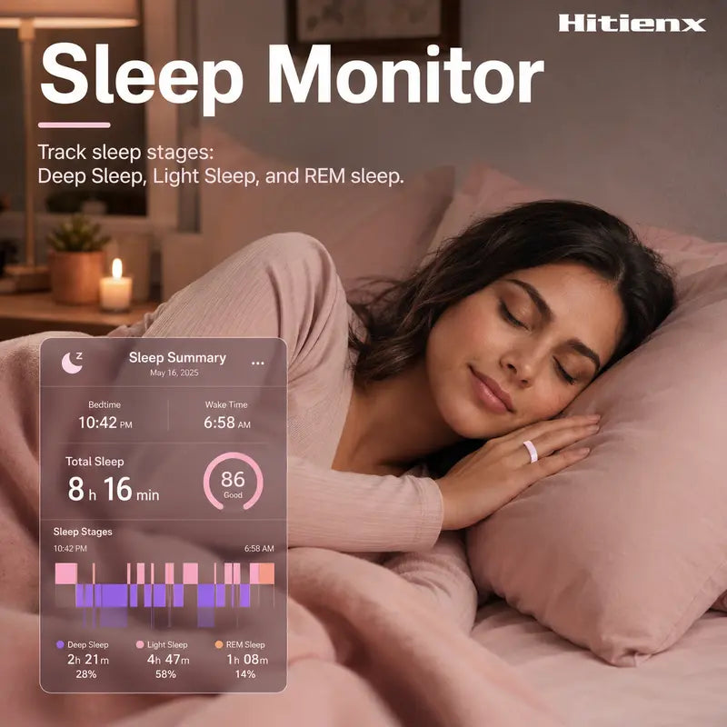 Hitienx Pink Ceramic Smart Ring: The Perfect Fusion of Fashion and Fitness for Women - Track Sleep, Heart Rate & More!
