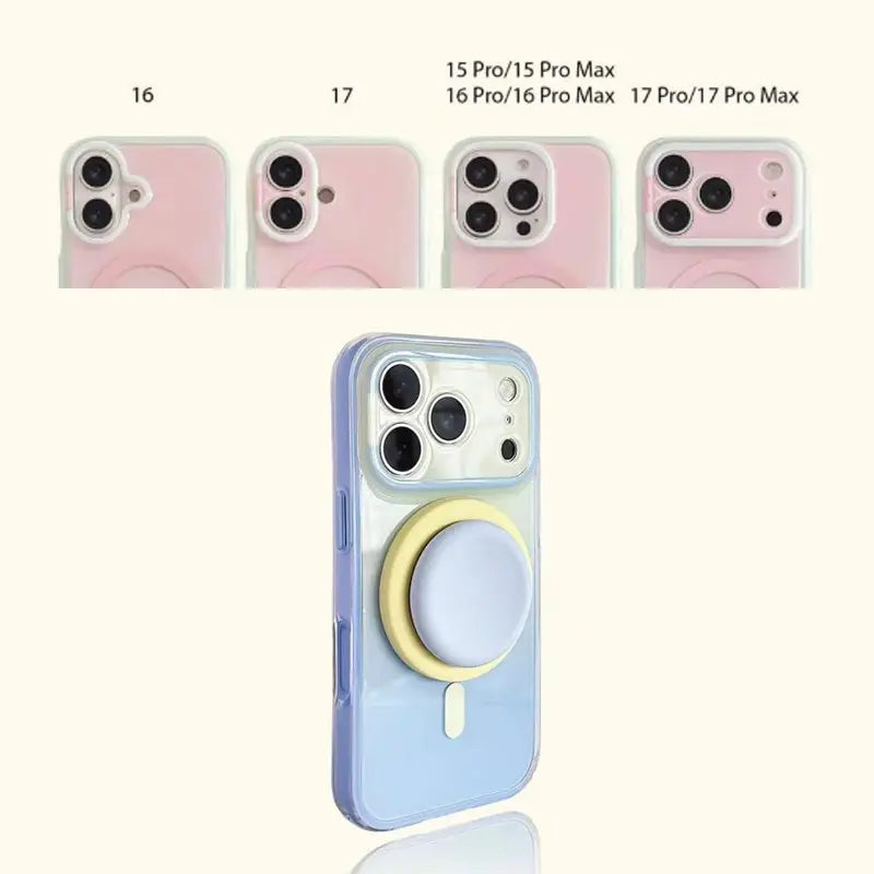 Stylish Protective Acrylic Magnetic 2-in-1 Double Layer Blue-Orange Gradient Smartphone Case for iPhone 15/16/17/18 Pro Max Models