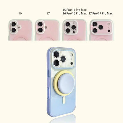 Stylish Protective Acrylic Magnetic 2-in-1 Double Layer Blue-Orange Gradient Smartphone Case for iPhone 15/16/17/18 Pro Max Models