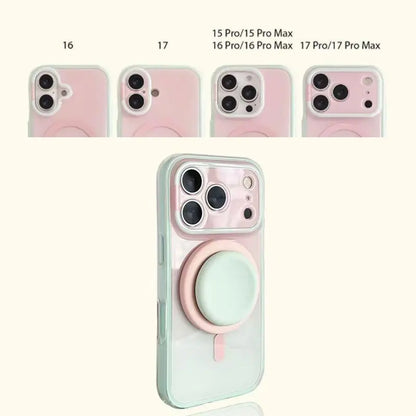 Stylish Protective Acrylic Magnetic 2-in-1 Double Layer Blue-Orange Gradient Smartphone Case for iPhone 15/16/17/18 Pro Max Models