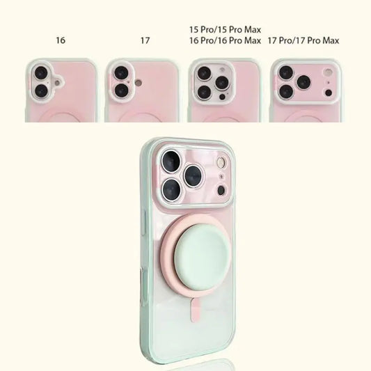 Stylish Protective Acrylic Magnetic 2-in-1 Double Layer Blue-Orange Gradient Smartphone Case for iPhone 15/16/17/18 Pro Max Models