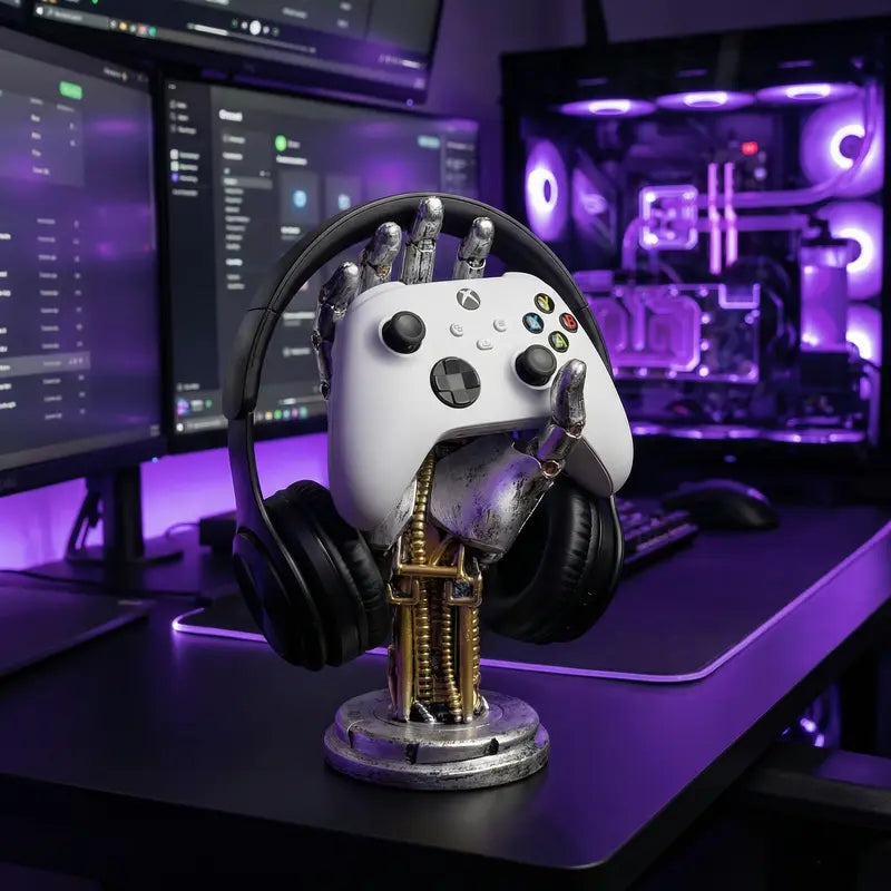 Cyberpunk Asura Vinyl Mechanical Hand Figurine - Unique Collectible Decor for Gamers, Perfect Gift Idea and Stylish Game Controller Stand