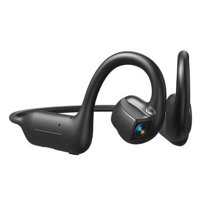 E12 Bluetooth Bone Conduction Wireless Audio Sport Headsets with BT Wireless Link, 8MP HD EIS Stabilization Camera Button, 160+ Languages Instant Translation, Touch Control, IP65 Waterproof for Outdoor Cycling Vlog Recording, Guys’ Outdoor Gadget Gifts