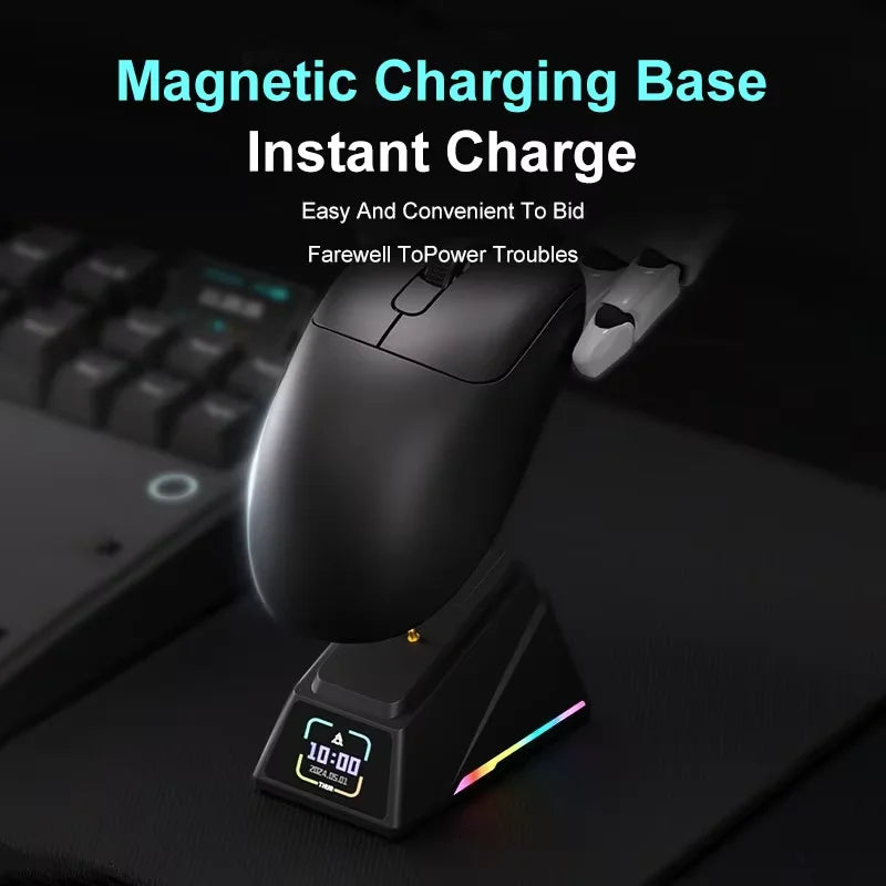 AJ179 APEX PAW3950 30000DPI Wireless Gaming Mouse - Ergonomic Right-Handed Design with RGB Charging Dock