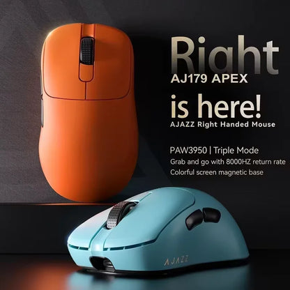 AJ179 APEX PAW3950 30000DPI Wireless Gaming Mouse - Ergonomic Right-Handed Design with RGB Charging Dock