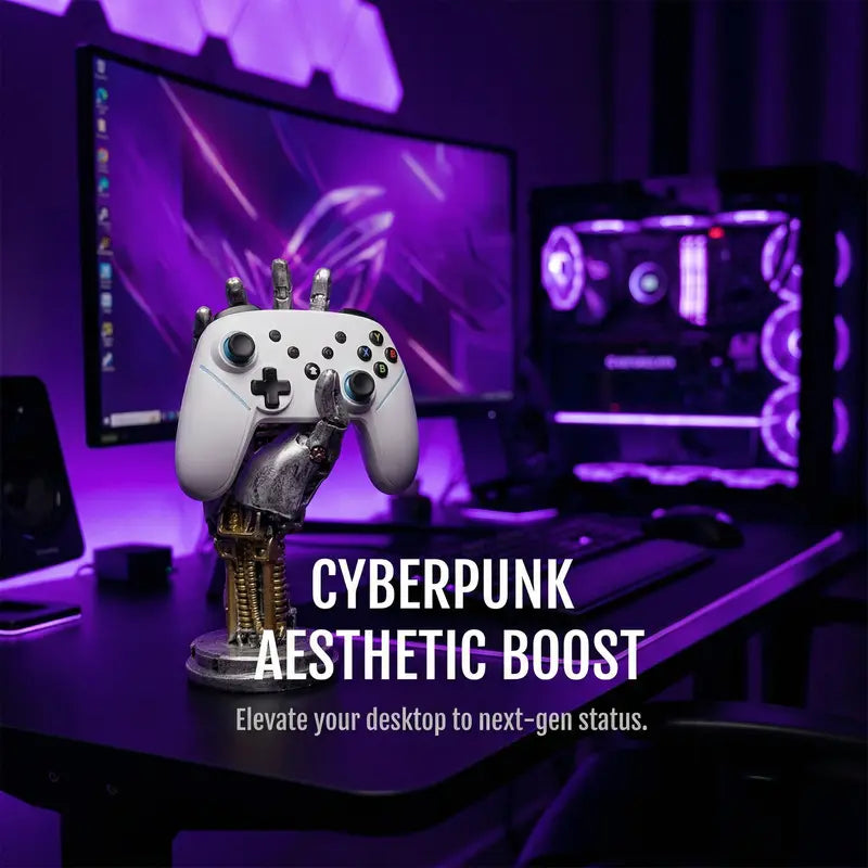 Cyberpunk Asura Vinyl Mechanical Hand Figurine - Unique Collectible Decor for Gamers, Perfect Gift Idea and Stylish Game Controller Stand