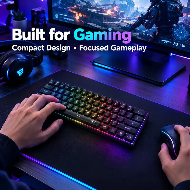 Elevate Your Gaming Experience with the MageGee TS91 60% Compact RGB Backlit Wired Keyboard - Ergonomic Design for PC, Mac, PS4, and Xbox One