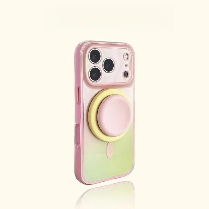 Stylish Protective Acrylic Magnetic 2-in-1 Double Layer Blue-Orange Gradient Smartphone Case for iPhone 15/16/17/18 Pro Max Models