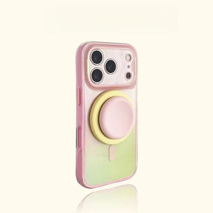 Stylish Protective Acrylic Magnetic 2-in-1 Double Layer Blue-Orange Gradient Smartphone Case for iPhone 15/16/17/18 Pro Max Models