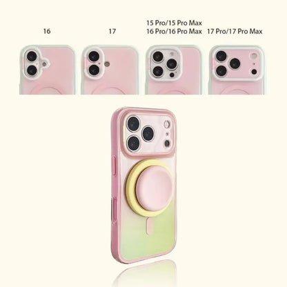 Stylish Protective Acrylic Magnetic 2-in-1 Double Layer Blue-Orange Gradient Smartphone Case for iPhone 15/16/17/18 Pro Max Models