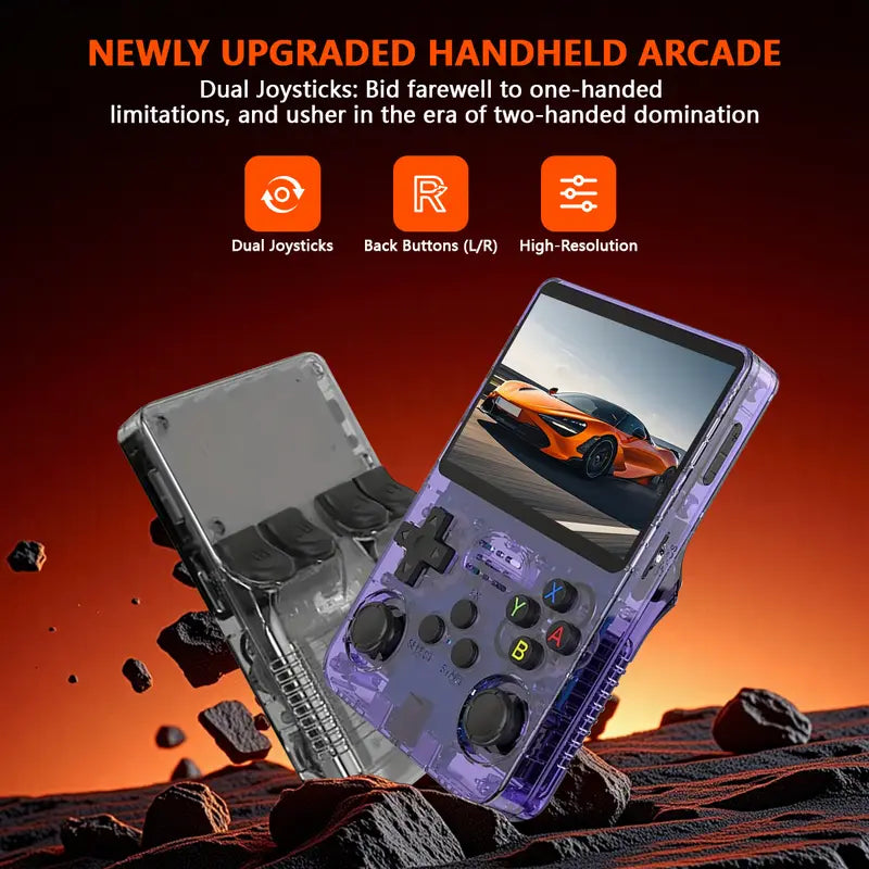 R36S Retro Handheld Console - Ultimate Portable Gaming Experience with 3.5-Inch HD Screen, 64GB Storage, and Easy USB Charging - Perfect Gift for Gaming Enthusiasts!