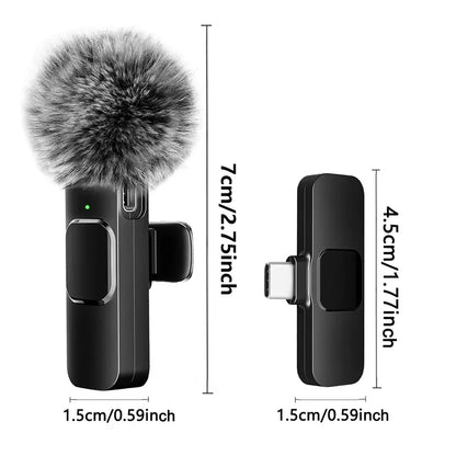 HITOZON Mini Wireless Lavalier Microphone - Ultimate Portable USB-C Lapel Mic for iPhone & Android | Effortless 1-Touch Recording & Mute Function for Professional Audio/Video Content Creation