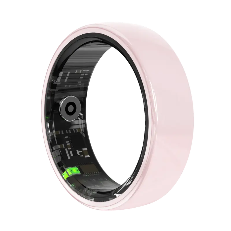 Hitienx Pink Ceramic Smart Ring: The Perfect Fusion of Fashion and Fitness for Women - Track Sleep, Heart Rate & More!