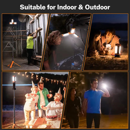 OGERY 10000/18000Mah High Lumens Adjustable Flashlight & Lantern - Rechargeable 2200 Lumens Dimmable Work/Emergency Light, Remote Control, Power Bank, 1.5-2M (1.75-6.5Ft) Detachable Tripod for Camping, Home