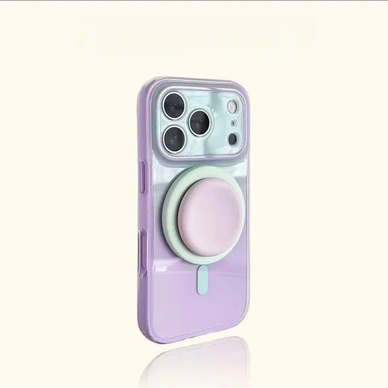Stylish Protective Acrylic Magnetic 2-in-1 Double Layer Blue-Orange Gradient Smartphone Case for iPhone 15/16/17/18 Pro Max Models