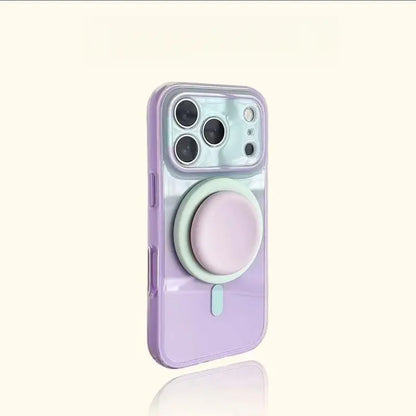 Stylish Protective Acrylic Magnetic 2-in-1 Double Layer Blue-Orange Gradient Smartphone Case for iPhone 15/16/17/18 Pro Max Models